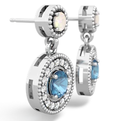 Opal Halo Dangle 14K White Gold earrings E5319