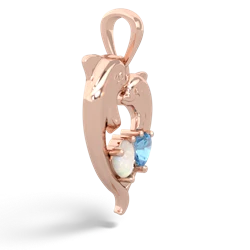 Opal Dolphin Heart 14K Rose Gold pendant P5820