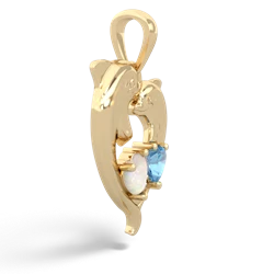 Opal Dolphin Heart 14K Yellow Gold pendant P5820