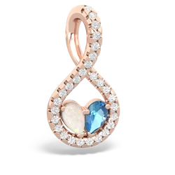 Opal Pave Twist 'One Heart' 14K Rose Gold pendant P5360