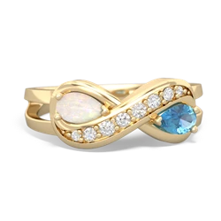 Opal Diamond Infinity 14K Yellow Gold ring R5390