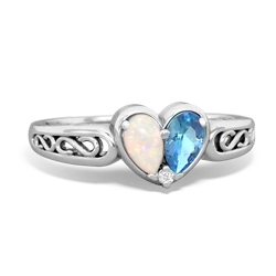 Opal Filligree 'One Heart' 14K White Gold ring R5070