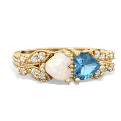 Opal Diamond Butterflies 14K Yellow Gold ring R5601