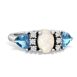 Opal Antique Style Three Stone 14K White Gold ring R2186