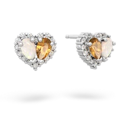 Opal Halo 14K White Gold earrings E7008