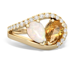 Opal Nestled Heart Keepsake 14K Yellow Gold ring R5650