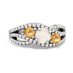 Opal Three Stone Aurora 14K White Gold ring R3080