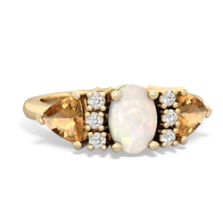 Opal Antique Style Three Stone 14K Yellow Gold ring R2186