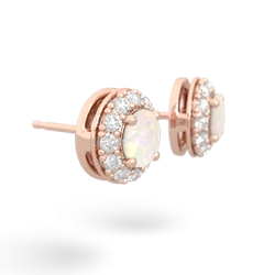 Opal Diamond Halo 14K Rose Gold earrings E5370