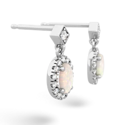 Opal Antique-Style Halo 14K White Gold earrings E5720