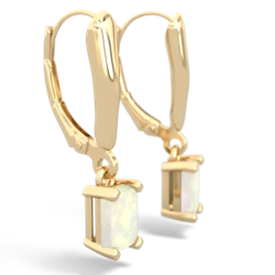 Opal 6X4mm Emerald-Cut Lever Back 14K Yellow Gold earrings E2855