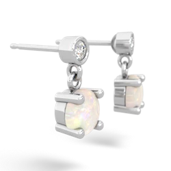 Opal Diamond Drop 6Mm Round 14K White Gold earrings E1986