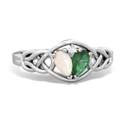 Opal Celtic Love Knot 14K White Gold ring R5420