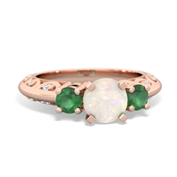 Opal Art Deco Eternal Embrace Engagement 14K Rose Gold ring C2003