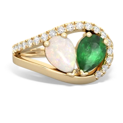 Opal Nestled Heart Keepsake 14K Yellow Gold ring R5650