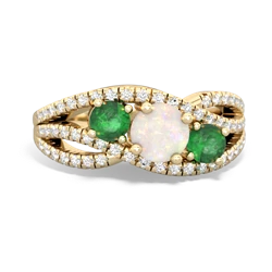 Opal Three Stone Aurora 14K Yellow Gold ring R3080