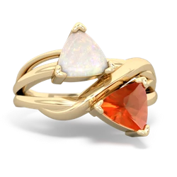 Opal Split Band Swirl 14K Yellow Gold ring R2341