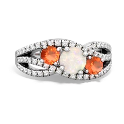 Opal Three Stone Aurora 14K White Gold ring R3080