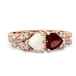 Opal Diamond Butterflies 14K Rose Gold ring R5601