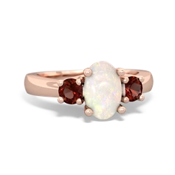 Opal Three Stone Oval Trellis 14K Rose Gold ring R4024