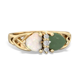 Opal Celtic Knot Double Heart 14K Yellow Gold ring R5040