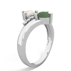 Opal Heart To Heart 14K White Gold ring R2064