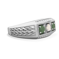 Opal Three Stone Tire Tread Men's 14K White Gold ring R0520