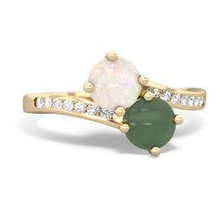 Opal Channel Set Two Stone 14K Yellow Gold ring R5303