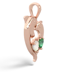 Opal Dolphin Heart 14K Rose Gold pendant P5820