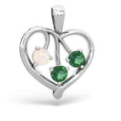 Opal Glowing Heart 14K White Gold pendant P2233