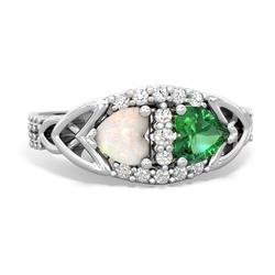 Opal Sparkling Celtic Knot 14K White Gold ring R2645