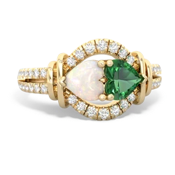 Opal Art-Deco Keepsake 14K Yellow Gold ring R5630