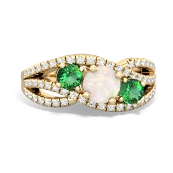 Opal Three Stone Aurora 14K Yellow Gold ring R3080