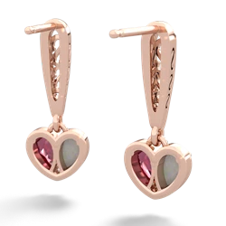 Opal Filligree Heart 14K Rose Gold earrings E5070