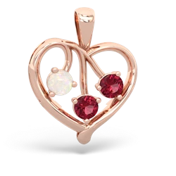 Opal Glowing Heart 14K Rose Gold pendant P2233