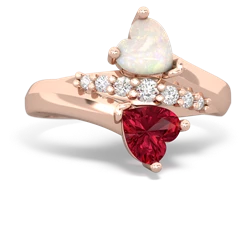 Opal Heart To Heart 14K Rose Gold ring R2064