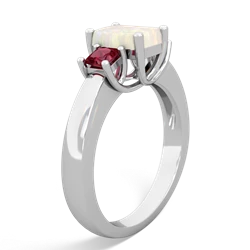 Opal Three Stone Emerald-Cut Trellis 14K White Gold ring R4021