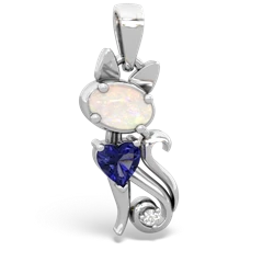 Opal Kitten 14K White Gold pendant P5780