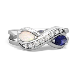 Opal Diamond Infinity 14K White Gold ring R5390