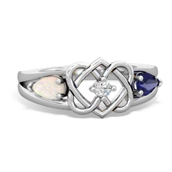 Opal Hearts Intertwined 14K White Gold ring R5880