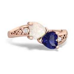 Opal Snuggling Hearts 14K Rose Gold ring R2178