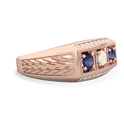 Opal Three Stone Tire Tread Men's 14K Rose Gold ring R0520