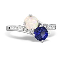 Opal Channel Set Two Stone 14K White Gold ring R5303