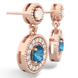 Opal Halo Dangle 14K Rose Gold earrings E5319