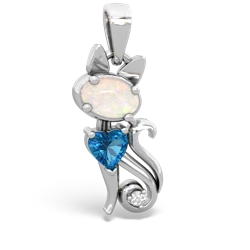 Opal Kitten 14K White Gold pendant P5780