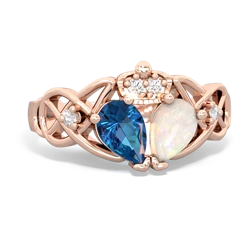 Opal 'One Heart' Celtic Knot Claddagh 14K Rose Gold ring R5322