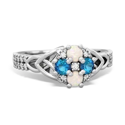 Opal Celtic Knot Cluster Engagement 14K White Gold ring R26443RD