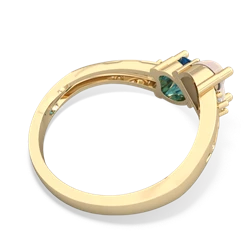 Opal Snuggling Hearts 14K Yellow Gold ring R2178