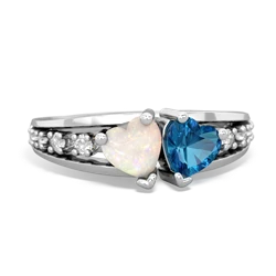 Opal Heart To Heart 14K White Gold ring R3342