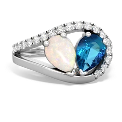 Opal Nestled Heart Keepsake 14K White Gold ring R5650